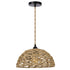 Traditional Farmhouse Natural Plant Waterweed Weaving Round 1-Light Pendant Light For Living Room