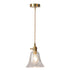 Traditional Vintage Brass Trumpet Glass Shade 1-Light Pendant Light For Bedroom