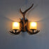 Traditional Vintage Resin Antler Glass 1/2 Light Wall Sconce Lamp For Hallway