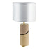 Modern Transitional Fabric Shade Leather Cylinder Base 1-Light Table Lamp For Bedroom