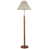 Traditional Vintage Pleated Fabric Shade Brass Walnut Splicing Base 1-Light Standing Floor Lamp For Bedroom