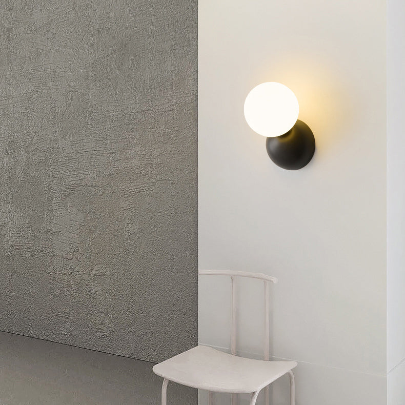 Modern Minimalist Orb All Copper Glass 1-Light Wall Sconce Lamp For Bedroom