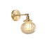 Traditional Vintage Brass Pumpkin Glass Shade 1-Light Wall Sconce Lamp For Living Room