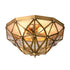 Traditional European Half Round Geometric Copper Glass 5-Light Flush Mount Ceiling Light