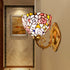 Traditional Tiffany Cup Iron Stained Glass 1-Light Wall Sconce Lamp For Living Room