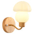 Contemporary Scandinavian PE Mushroom Shade Wooden Frame 1-Light Wall Sconce Lamp For Bedroom