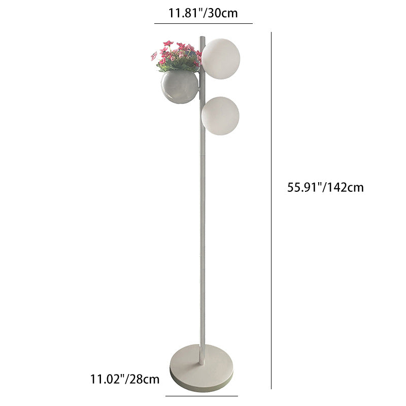 Contemporary Creative Flowerpot Decor PE Globe Shade LED Waterproof Standing Floor Lamp For Outdoor Patio