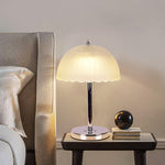 Contemporary Nordic Petal Dome Frosted Glass 1-Light Table Lamp For Bedroom