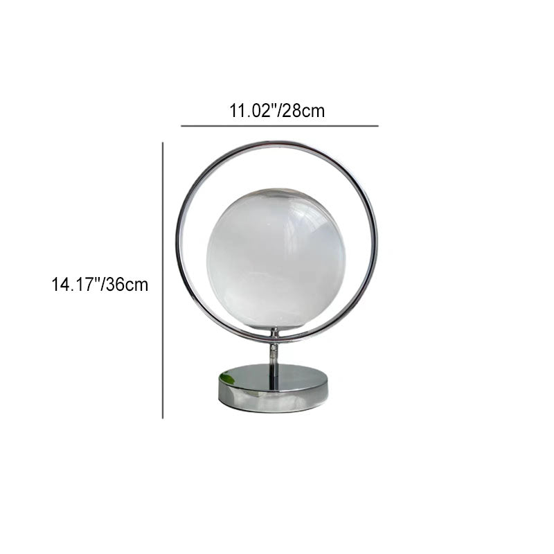 Contemporary Vintage Round Orb Iron Glass 1-Light Table Lamp For Bedroom