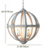 Traditional Vintage Solid Wood Iron Sphere Shade Candelabra 1-Light Pendant For Living Room