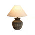 Traditional Japanese Vintage Cone Fabric Round Ceramic Jar Base 1-Light Table Lamp For Bedroom
