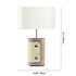 Modern Transitional Fabric Cylinder Shade Leather Column Base 1-Light Table Lamp For Bedroom