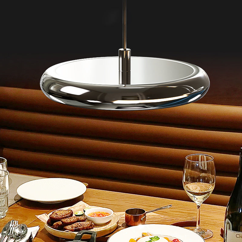 Modern Minimalist Stainless Steel Aluminum Disc Shade LED Island Light Chandelier For Living Room