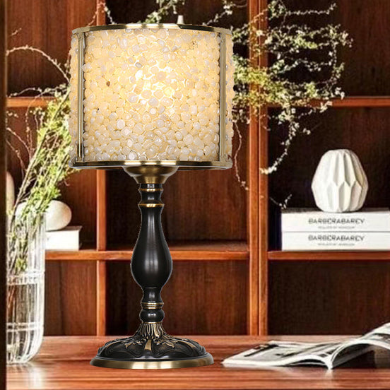 Modern Transitional Crystal Stone Shade Full Copper Base 1-Light Table Lamp For Study