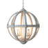 Traditional Vintage Solid Wood Iron Sphere Shade Candelabra 1-Light Pendant For Living Room