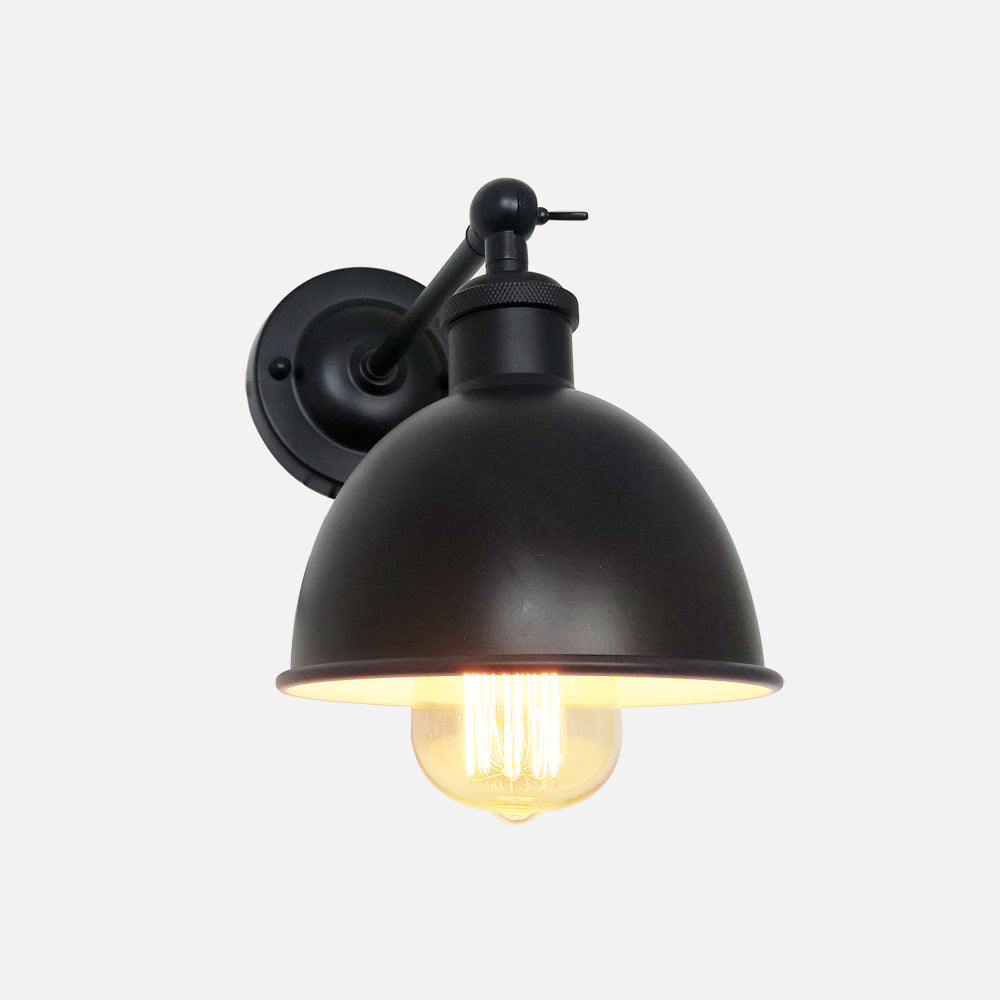 Contemporary Industrial Iron Semi-Circular Shade Rocker Arm 1-Light Wall Sconce Lamp For Living Room