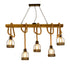 Traditional Rustic Wooden Beams Iron Cage Shade 5-Light Island Light Chandelier For Dining Room