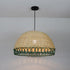 Traditional Japanese Rattan Weaving Round 1-Light Pendant Light For Living Room