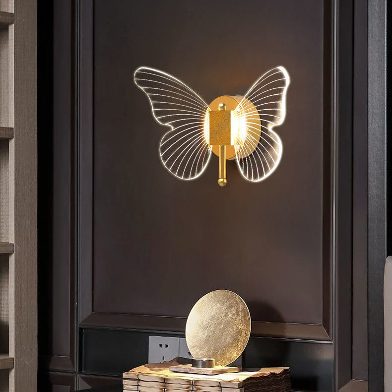 Contemporary Creative Butterfly Acrylic Iron LED Wall Sconce Lamp For Bedroom