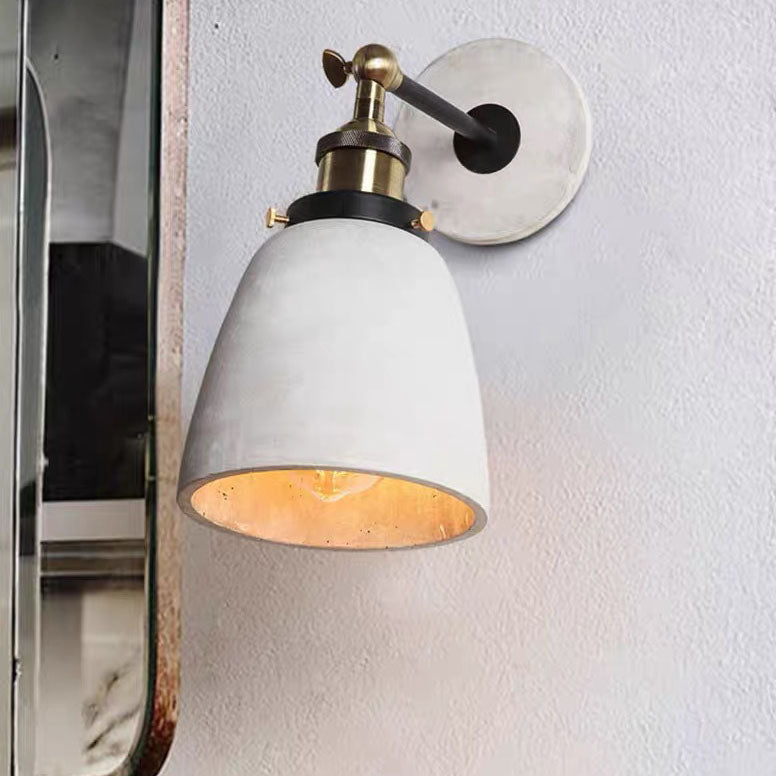 Contemporary Industrial Round Flared Aluminum Cement 1-Light Wall Sconce Lamp For Living Room