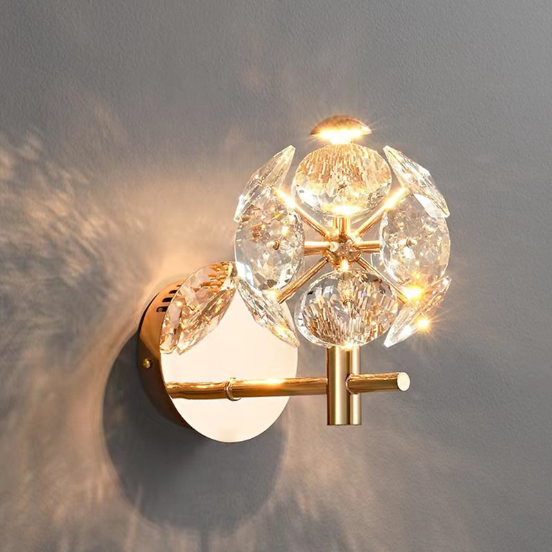 Contemporary Luxury Hardware Crystal Ball LED Wall Sconce Lamp For Living Room