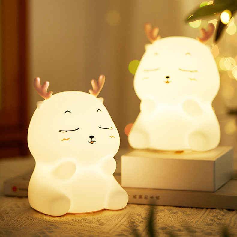 Contemporary Creative Silicone Elk Remote Control LED USB Night Light Table Lamp For Bedroom