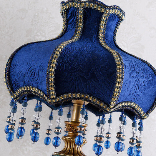 Traditional European Palace Decorative Design Fabric Shade 1-Light Table Lamp For Bedroom