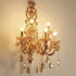 Traditional European Gold Candelabra Glass Crystal Hardware 5-Light Wall Sconce Lamp For Living Room