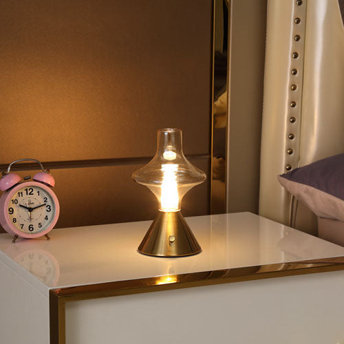 Contemporary Simplicity Glass Spinner Gyroscope Metal Base LED USB Table Lamp For Bedroom