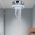 Contemporary Luxury Double Layer Round Stainless Steel Crystal Bead LED Flush Mount Ceiling Light For Living Room