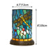 Traditional Tiffany Stained Glass Dragonfly Cylinder Shade Resin Base LED USB Table Lamp For Entertainment Room