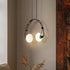 Contemporary Creative Headphone Iron Glass Shade 2-Light Chandelier For Living Room