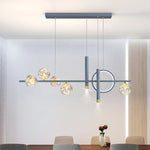 Modern Minimalist Round Ball Long Iron Aluminum Acrylic LED Island Light Chandelier For Dining Room