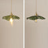 Traditional Vintage Lotus Leaf Glass Brass 1-Light Pendant Light For Living Room