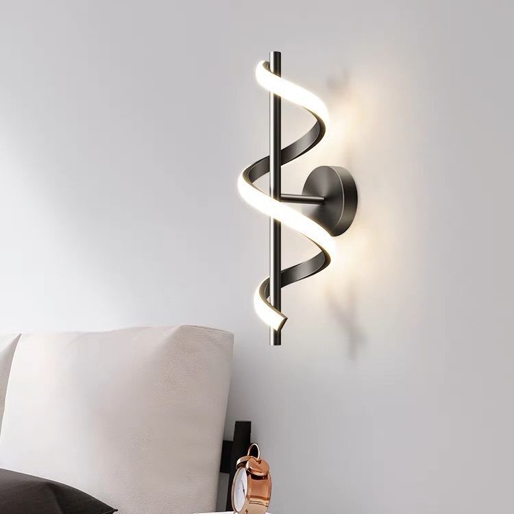 Modern Minimalist Spiral Hardware Aluminum Silicone LED Wall Sconce Lamp For Living Room