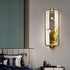 Traditional Chinese Lotus Enamel Copper Rectangular Frame LED Wall Sconce Lamp For Bedroom