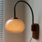 Contemporary Creative Half Round Fishing Rod Wood Glass 1-Light Wall Sconce Lamp For Bedroom