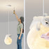 Contemporary Creative Resin Animal Rabbit Moon 1-Light Kids Pendant Light For Living Room