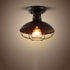 Contemporary Industrial Round Wire Mesh Iron 1-Light Semi-Flush Mount Ceiling Light For Living Room