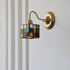 Traditional Vintage Square Rubik's Cube Tulip Brass Glass 1-Light Wall Sconce Lamp For Living Room