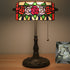 Traditional Tiffany Rectangle Rose Zinc Alloy Stained Glass 1-Light Table Lamp For Living Room