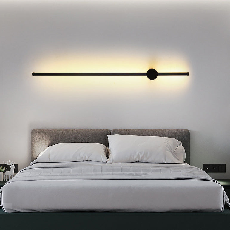 Modern Minimalist Long Aluminum Iron Silicone LED Wall Sconce Lamp For Bedroom