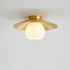 Contemporary Nordic Cream Round All Copper Glass 1-Light Semi-Flush Mount Ceiling Light For Hallway