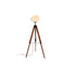 Contemporary Retro PE Round Shade Adjustable Wood Tripod Stand 1-Light Standing Floor Lamp For Bedroom