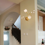 Modern Art Deco Flower Hardware Glass Crystal 2-Light Wall Sconce Lamp For Living Room