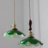 Traditional Chinese Floral Scroll Brass Glass 1-Light Pendant Light For Living Room