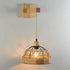 Traditional Vintage Half Round Wood Iron Hemp Rope 1-Light Wall Sconce Lamp For Bedroom