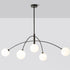 Modern Minimalist Curved Line Orb Iron Glass 5-Light Chandelier For Living Room