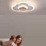 Contemporary Creative Clouds Wood Iron Acrylic LED Flush Mount Ceiling Light For Bedroom