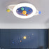 Modern Minimalist Children Round Planet Iron Resin Acrylic LED Flush Mount Ceiling Light For Bedroom